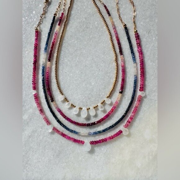 Gorgeous Pink Tourmaline & Moonstone Necklace Unique Handmade Necklace Beautiful - Picture 5 of 14